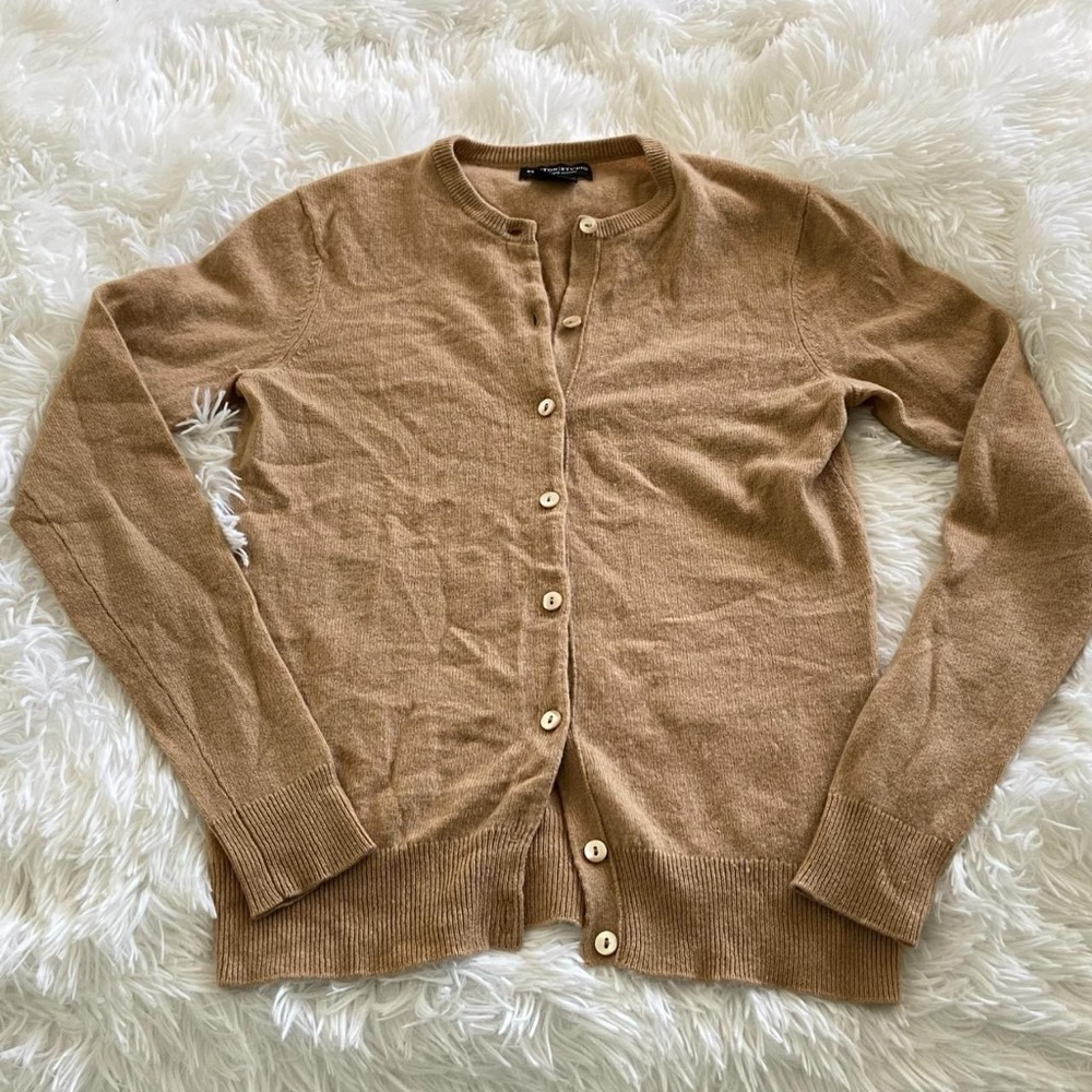 Sutton Studio Tan Button-Up Women's Sweater